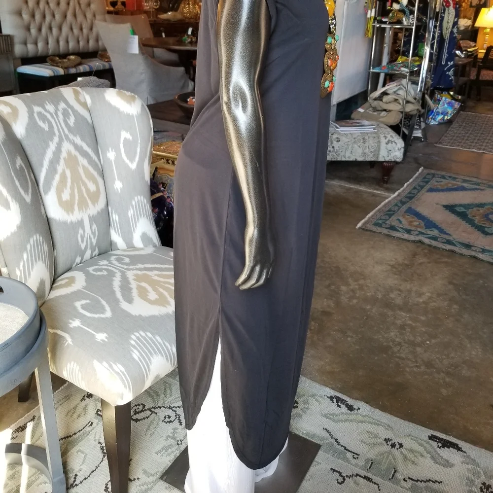 Transitional Black Maxi Dress with Side Slits - Picture 8 of 16